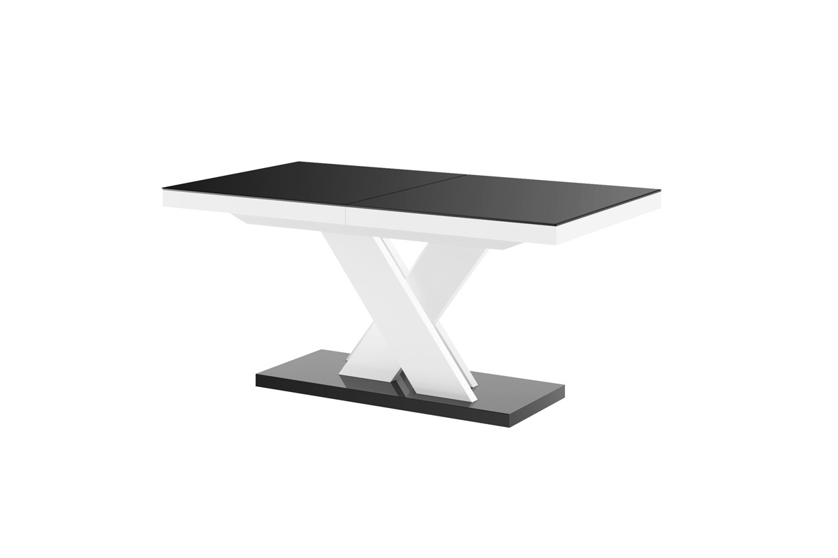 HUBERTUS - XENON LUX Stół 160-256x89 | Blat Czarny mat | Noga Biała