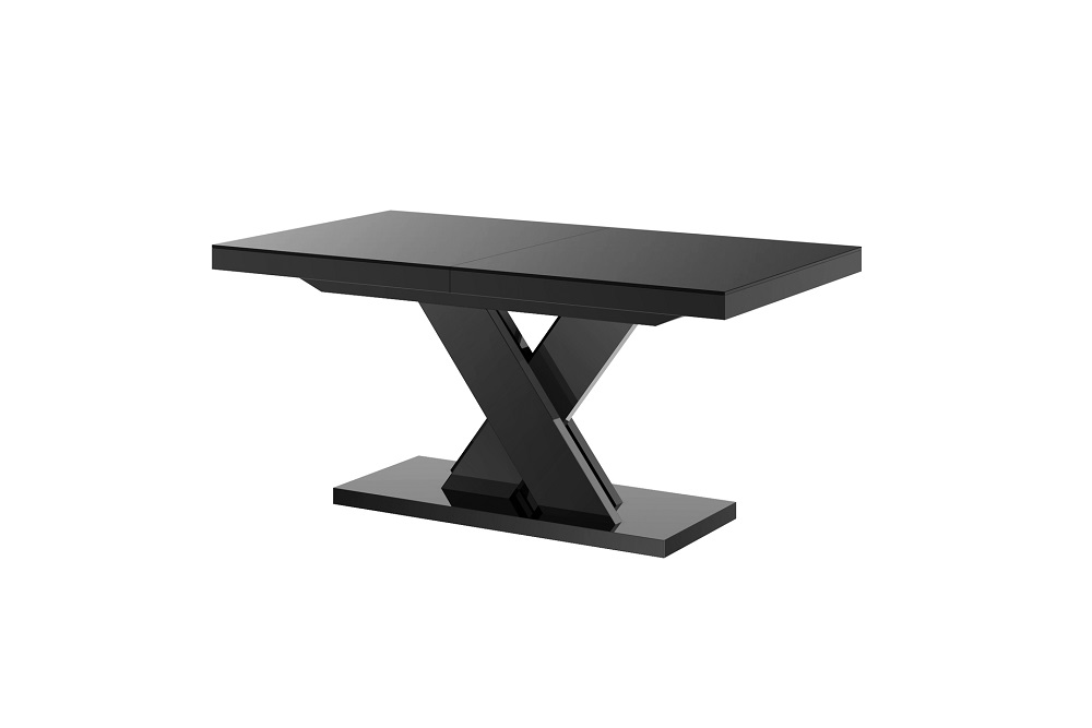 HUBERTUS - XENON LUX Stół 160-256x89 | Blat Czarny mat | Noga czarna