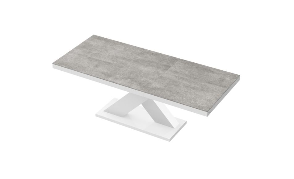 HUBERTUS - XENON Stół | Super Print | Beton Grey Stone Mat | Biały połysk