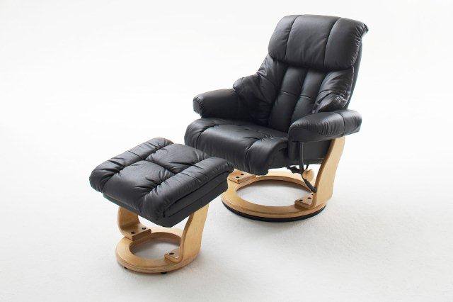MC AKCENT - CALGARY Fotel Relax | Czarny | Stelaż Naturalny | 64023SN5