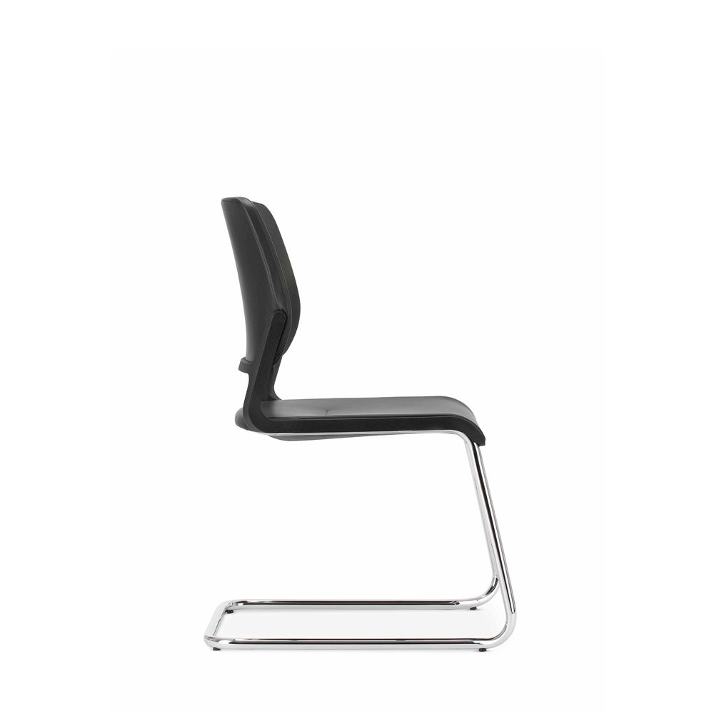 NOWY STYL - XILIUM Krzesło Konferencyjne FRAME CHAIR CF UPH BLACK | na płozie | Oparcie - Tapicerowane Krzesło prezentowane na chromowanej płozie.