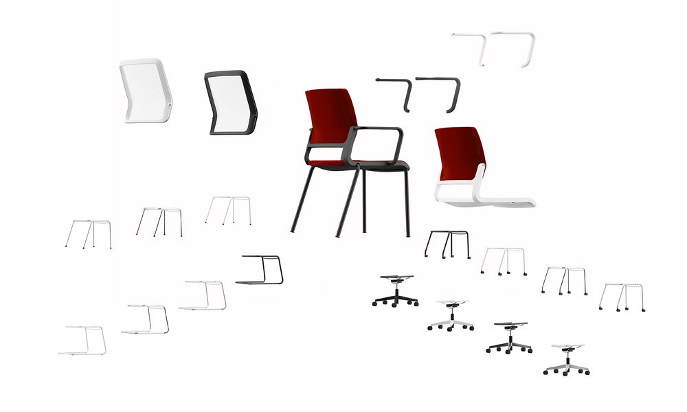 NOWY STYL - XILIUM Krzesło Konferencyjne FRAME CHAIR CF MESH WHITE | na płozie | Oparcie - Siatka Możliwość Konfiguracji