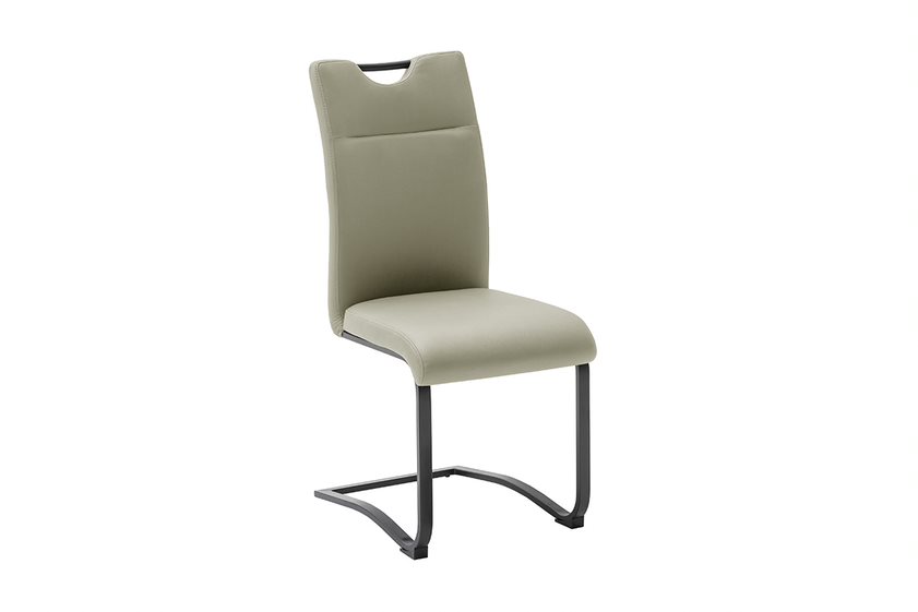MC AKCENT - ZAPARA Krzesło na płozie | Stelaż metal lakier czarny mat | Tkanina cappuccino | ZPSS46CX