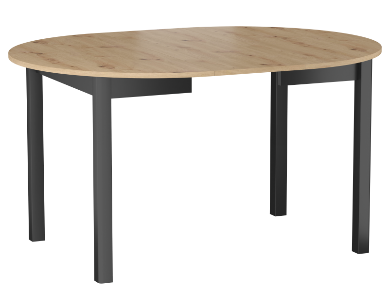 FURNITEX - ST5-FX Stół | Rozkładany | Okrągły | 102-144x75 | Dąb artisan | Nogi czarne