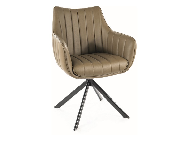 SIGNAL - AZALIA Skóra Syntetyczna Krzesło | Obrót siedziska | Buffalo 10 oliwkowy | Stelaż Czarny mat