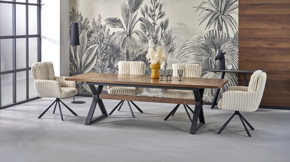 HALMAR - BARON Stół rozkładany 200-350x100x75 | orzech/czarny