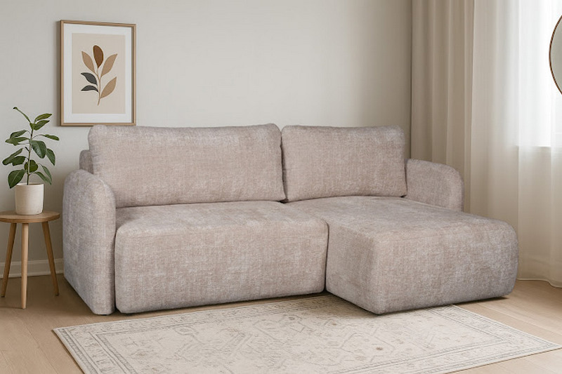 WERXAL - BIANCO Narożnik z funkcją spania i pojemnikiem na pościel