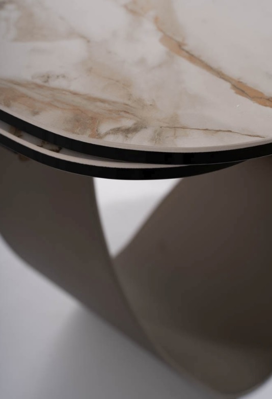 SIGNAL - INFINITY CERAMIC Stół 160-240x95cm | Biały AMBER BIANCO | Stelaż Brązowy