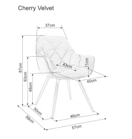 SIGNAL - CHERRY Krzesło Velvet | Tkanina | Beżowy Bluvel 28