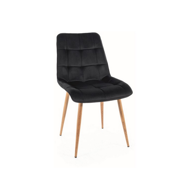SIGNAL - CHIC D Velvet Krzesło | Tapicerka Bluvel 19 Czarny | Stelaż Metal Dąb | 6 sztuk | DOSTĘPNE OD RĘKI