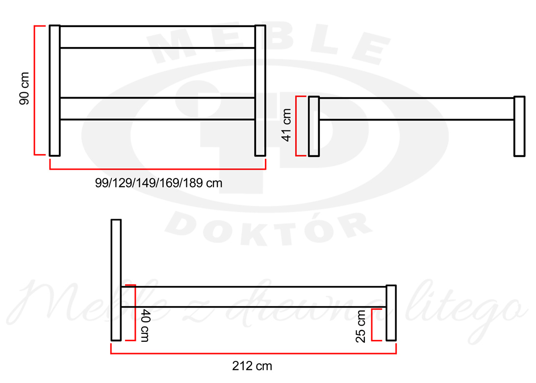 DOKTÓR - Łóżko Classic tył równy 160x200