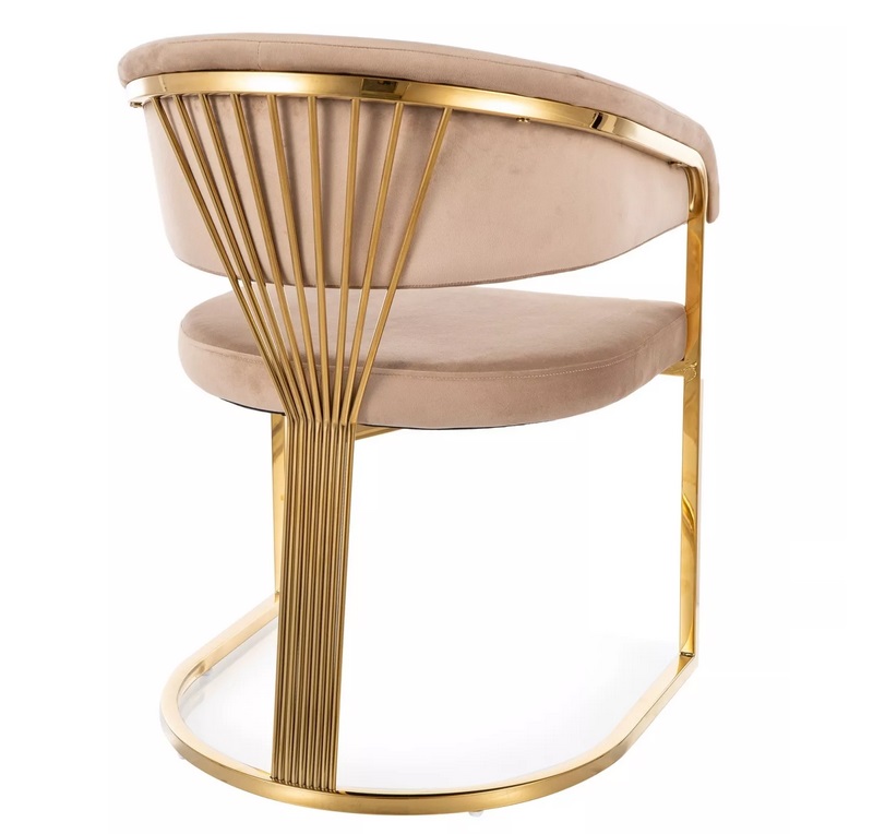SIGNAL - CROWN Velvet Gold Krzesło | Tkanina | Beż Bluvel 28 | Stelaż złoty