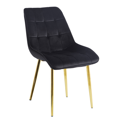 FURNITEX - J262-1 Krzesło | Velvet | Czarne | Nogi złote