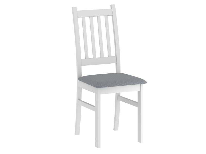 FURNITEX - CARLO DUE Krzesło | Białe | Siedzisko tapicerowane szare | Tapicerka Aston Pik 16