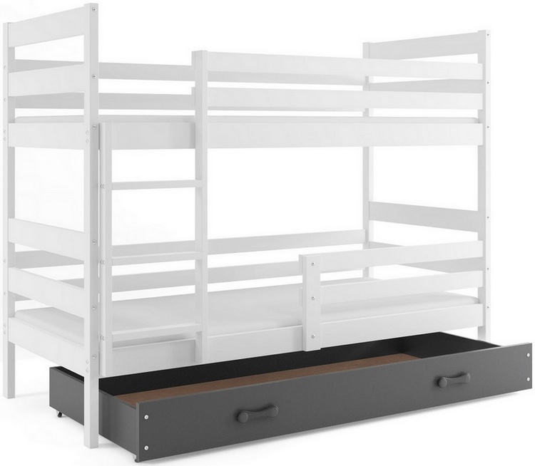 BMS - ERYK Łóżko piętrowe 2-osobowe z szufladą 90x200 cm / Rama kolor: Biały