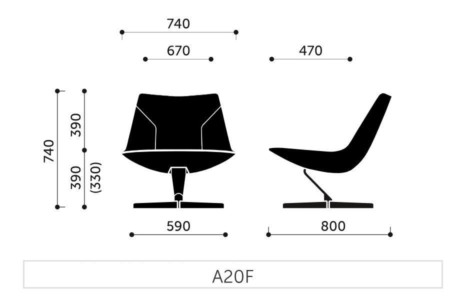 PROFIM - CHIC LOUNGE Fotel A20F | Oparcie niskie | Baza 4-ramienna