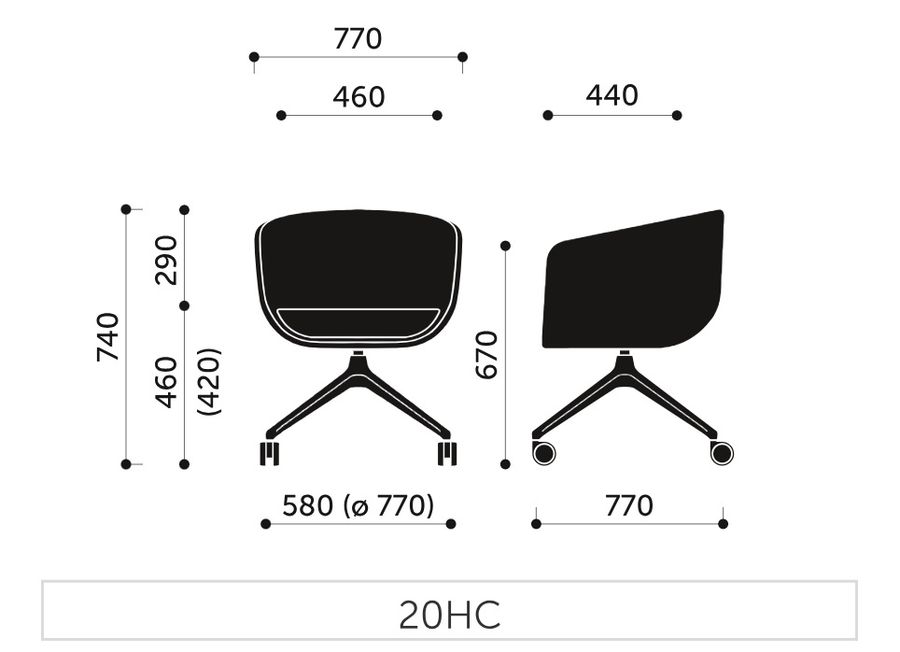 PROFIM - NU Fotel Konferencyjny Obrotowy 20HC | na nogach i kółkach