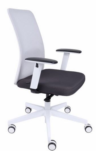 GROSPOL - NICO Fotel Obrotowy W White | Mechanizm Synchro Self SF2 | Podstawa Biała / Chrom | Podłokietniki R6