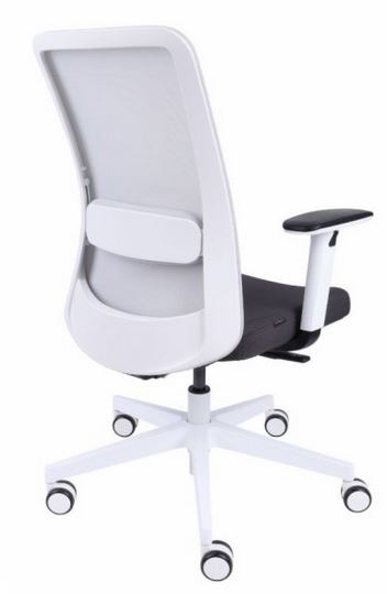GROSPOL - NICO Fotel Obrotowy W White | Mechanizm Synchro Self SF2 | Podstawa Biała / Chrom | Podłokietniki R6