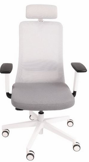GROSPOL - NICO Fotel Obrotowy W HD White | Mechanizm Synchro Self SF2 | Podstawa Biała / Chrom | Podłokietniki R1