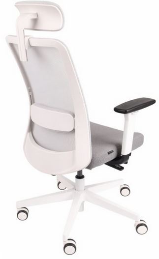 GROSPOL - NICO Fotel Obrotowy W HD White | Mechanizm Synchro Self SF2 | Podstawa Biała / Chrom | Podłokietniki R1