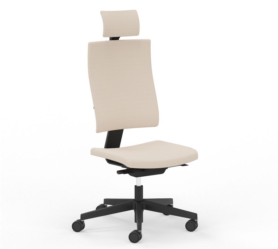 NOWY STYL - 4ME Fotel obrotowy BL HRUA SOFT SEAT ESP | Oparcie tapicerowane | Wersja czarna BL | Zagłówek