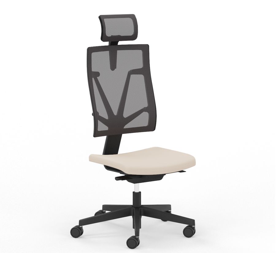 NOWY STYL - 4ME Fotel obrotowy MESH BL HRMA SOFT SEAT ESP | Oparcie siatkowe | Wersja czarna BL | Zagłówek