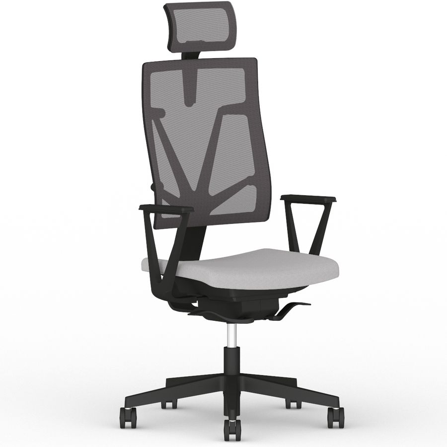 NOWY STYL - 4ME Fotel obrotowy MESH BL SOFT SEAT HRMA SFB1.SMV | Oparcie siatkowe | Wersja czarna BL | Zagłówek