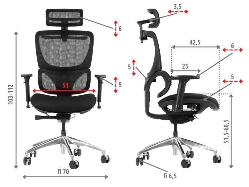 STEMA - Fotel Obrotowy ErgoNew S1A | Czarny | Siedzisko tkaninowe | Zgodny z Rozporządzeniem z 2023 roku