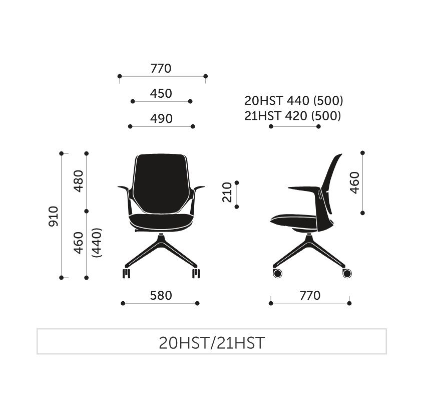 PROFIM - TRILLO PRO Fotel obrotowy 20HST | Oparcie plastikowe | Baza 4-ramienna | Podłokietniki