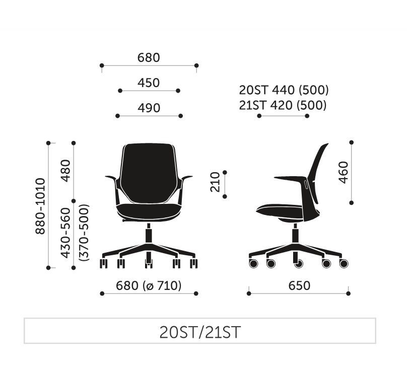 PROFIM - TRILLO PRO Fotel obrotowy 20ST | Oparcie plastikowe | Baza 5-ramienna | Podłokietniki