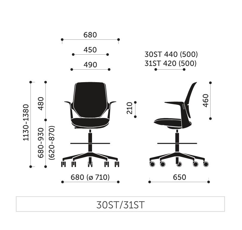 PROFIM - TRILLO PRO Fotel obrotowy / Hoker z podnóżkiem 30ST | Oparcie plastikowe | Podłokietniki