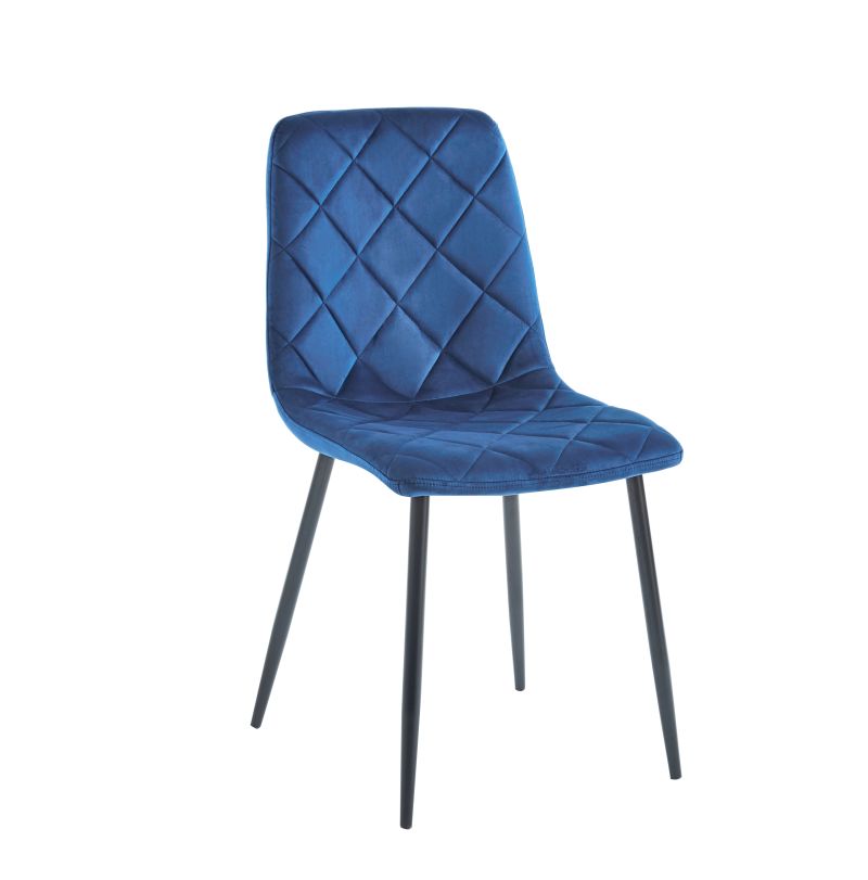 FURNITEX - K6-FX Krzesło | Velvet | Niebieskie | Nogi czarne