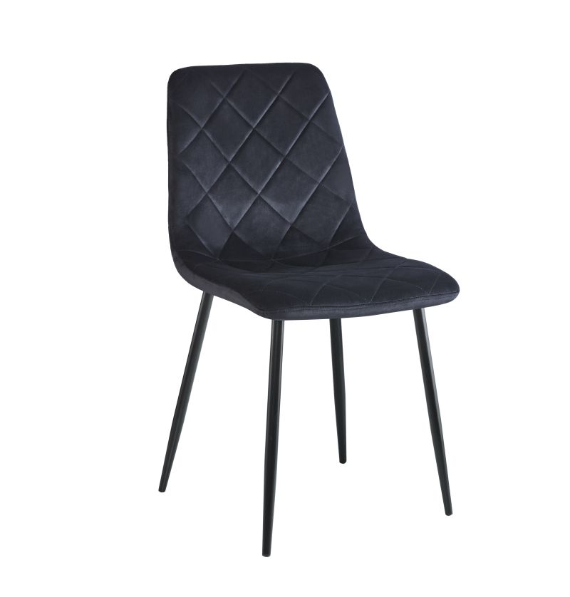 FURNITEX - K6-FX(B) Krzesło | Velvet | Czarne | Nogi czarne | DOSTĘPNE OD RĘKI
