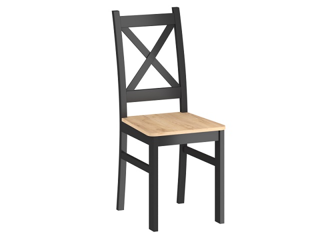 FURNITEX - CARLO Krzesło | Czarne | Siedzisko twarde dąb złoty craft
