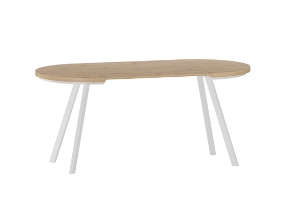 FURNITEX - ST17-FX Stół | Rozkładany | Okrągły | 90-180x77 | Dąb artisan | Nogi białe