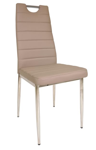FURNITEX - DC2-001-B Krzesło | Ekoskóra | Cappucino | Nogi chrom | DOSTĘPNE OD RĘKI