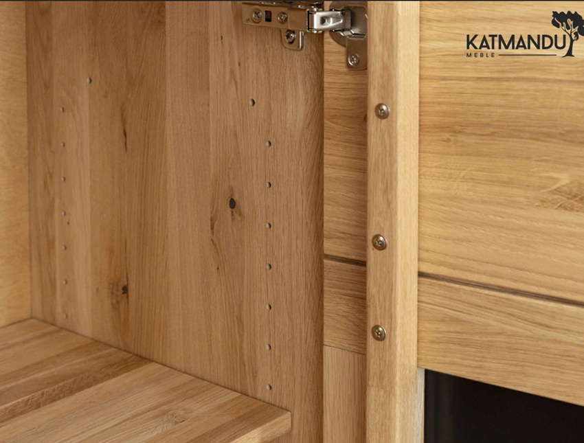 KATMANDU MEBLE - TIRANO Komoda 3D | Plaster drewna | Czarne szkło | Dąb olejowany | ZITIR05CH