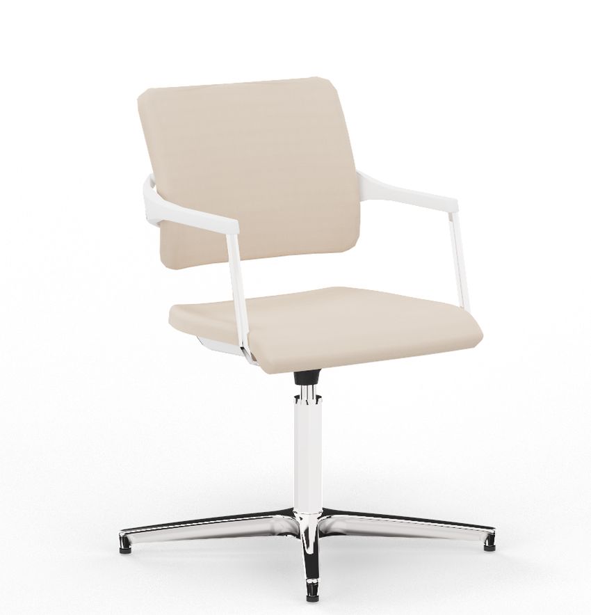 NOWY STYL - 2ME Krzesło konferencyjne obrotowe W ST53-POL ARM CR | Wersja biała W | Podłokietniki