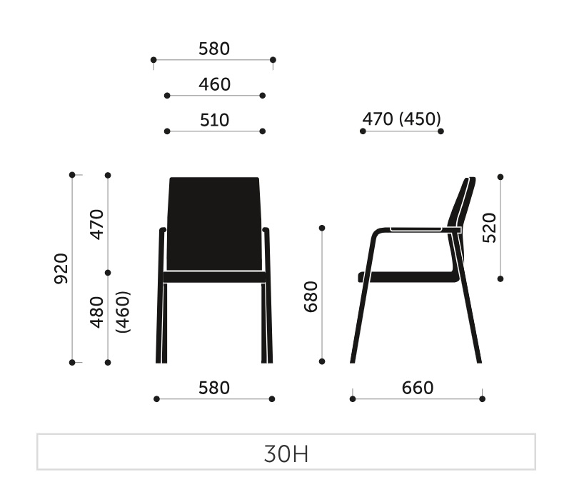 PROFIM - ACOS PRO Krzesło konferencyjne 30H | na 4 nogach | Podłokietniki z nakładką