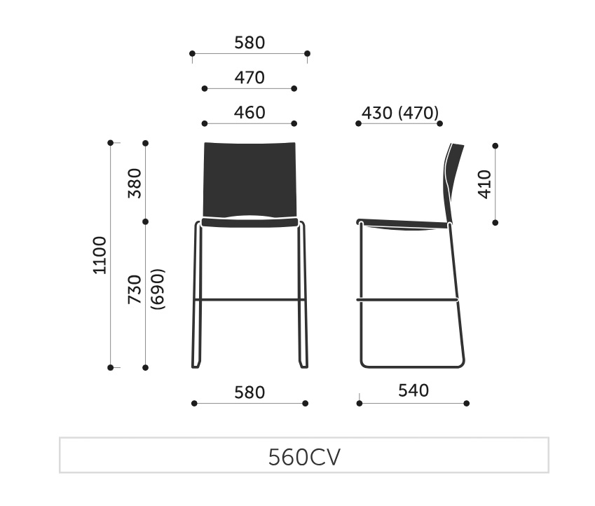 PROFIM - ARIZ Krzesło barowe 560CV | Siedzisko tapicerowane i oparcie plastikowe