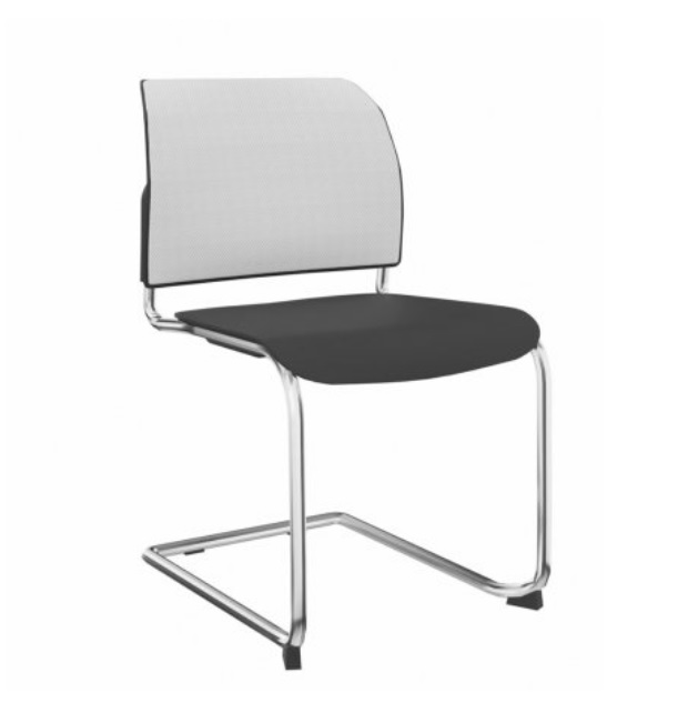 PROFIM - BIT Krzesło konferencyjne 555V | Siedzisko plastikowe i oparcie siatkowe | Na płozie