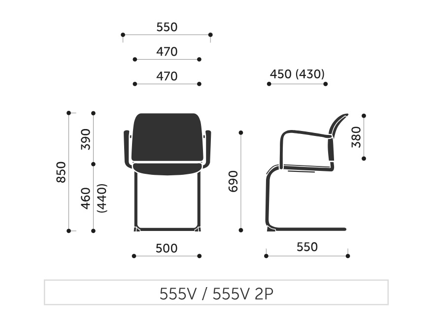 PROFIM - BIT Krzesło Konferencyjne 555V | Siedzisko Plastikowe i Oparcie Siatkowe | Na Płozie