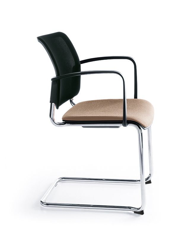 PROFIM - BIT Krzesło konferencyjne 575V | Tapicerowana nakładka na siedzisko i oparcie siatkowe | Na płozie