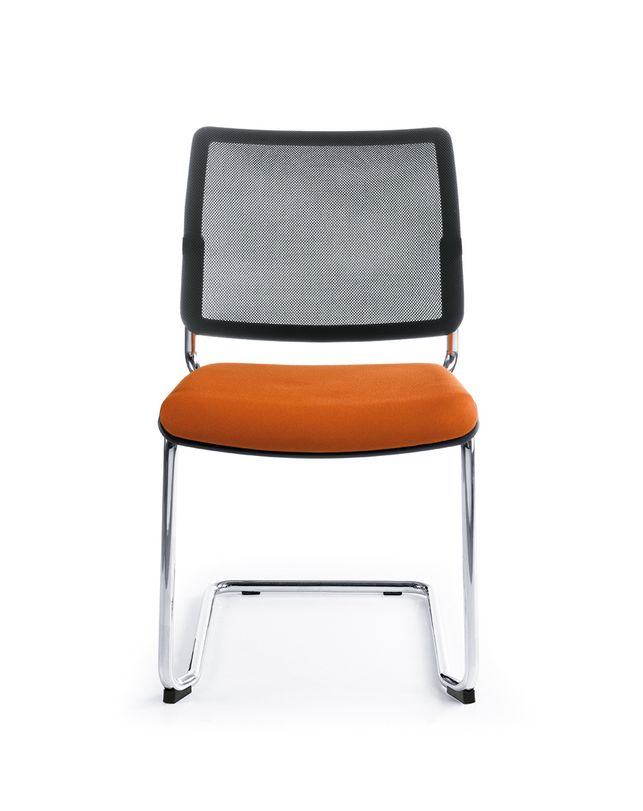 PROFIM - BIT Krzesło konferencyjne 575V | Tapicerowana nakładka na siedzisko i oparcie siatkowe | Na płozie