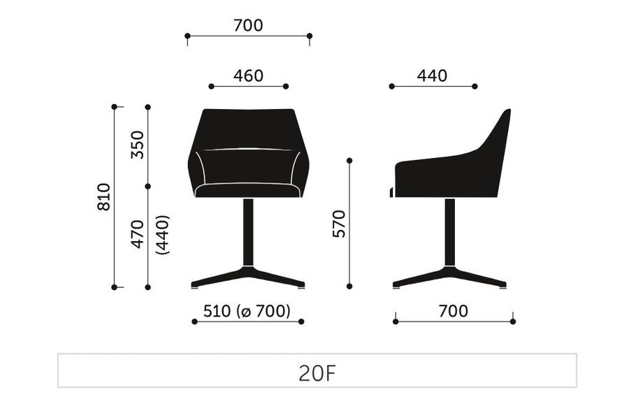 PROFIM - CHIC Fotel Obrotowy 20F | Baza 4-ramienna | Aluminium polerowane