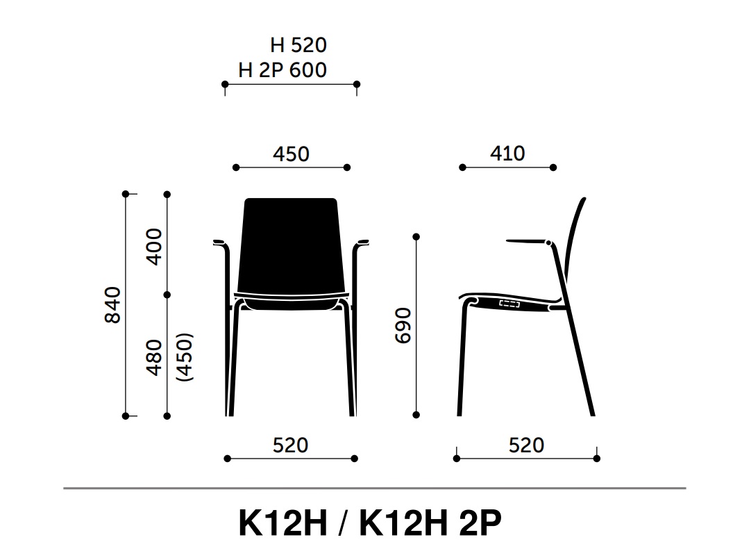 PROFIM - COM Krzesło konferencyjne K12H | Kubełek ze sklejki | Na 4 nogach