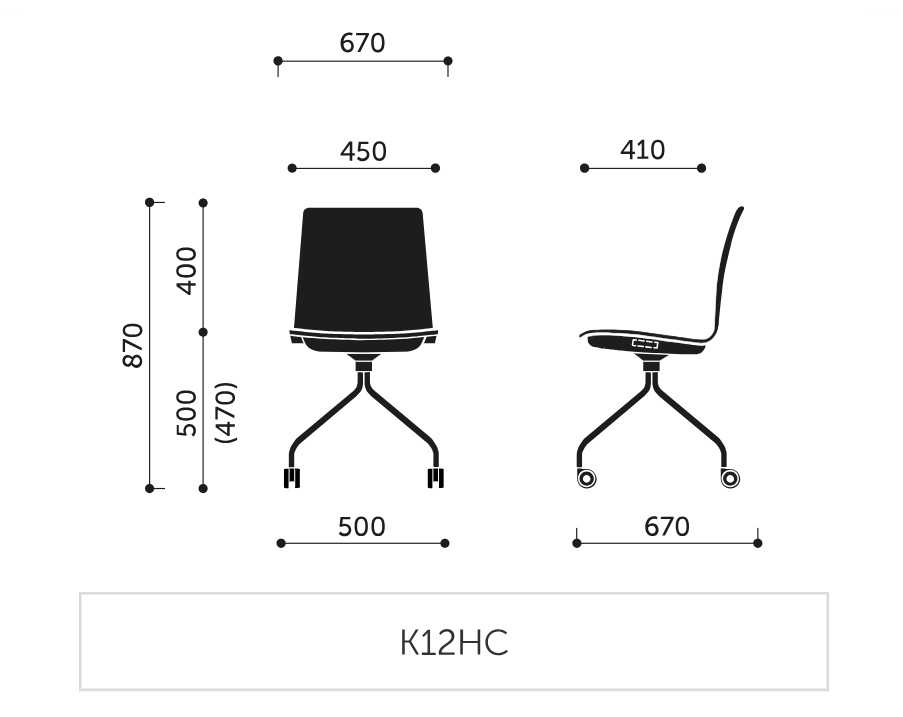 PROFIM - COM Krzesło Konferencyjne K12HC | Kubełek ze sklejki | stelaż typu "pająk" | Wersja na kółkach