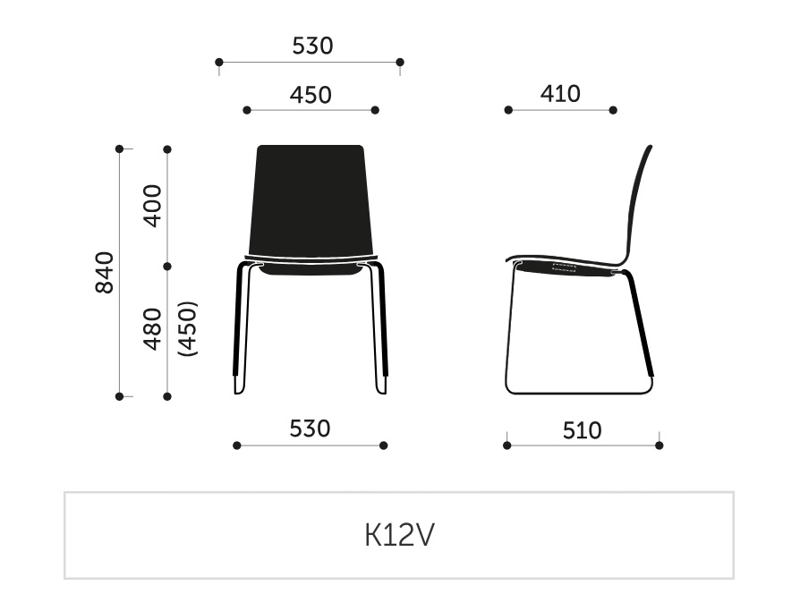 PROFIM - COM Krzesło konferencyjne K12V1 | Kubełek ze sklejki | Na płozie V1