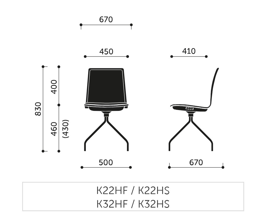 PROFIM - COM Krzesło Konferencyjne K22HS | Kubełek ze sklejki | Tapicerowana nakładka na siedzisko | stelaż typu "pająk" | Wersja obrotowa